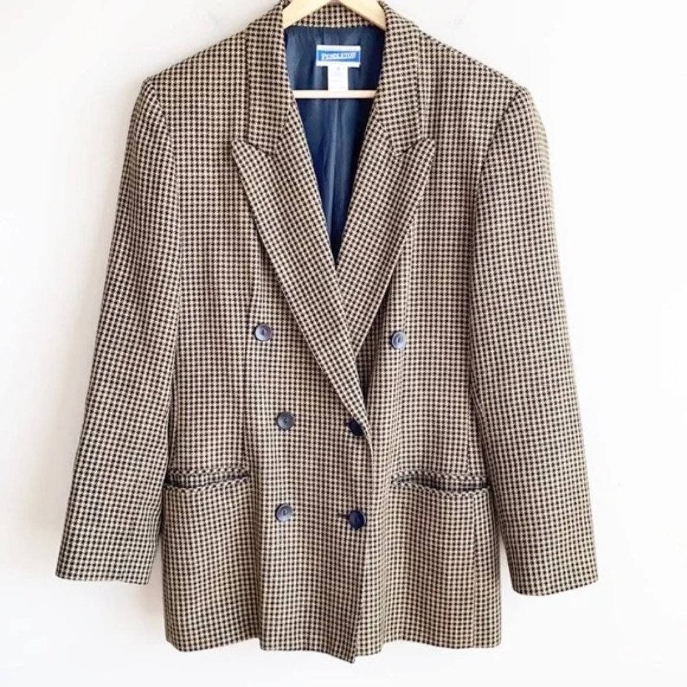 Vintage Pendleton Double Breasted Houndstooth Blazer 12